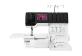 Sewing machine with digital display on a white background
